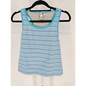 Style & Co Sport Womens Sz XL Racerback Athletic Tank Top Blue Striped